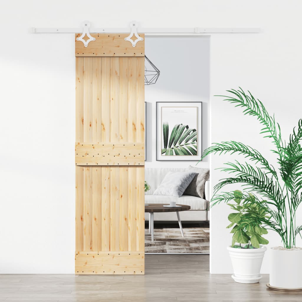 Sliding Door with Hardware Set 70x210 cm Solid Wood Pine