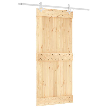 Sliding Door with Hardware Set 90x210 cm Solid Wood Pine