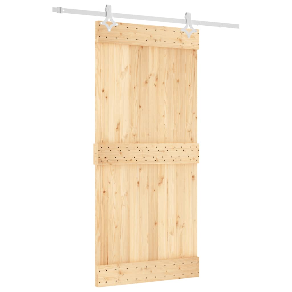 Sliding Door with Hardware Set 95x210 cm Solid Wood Pine