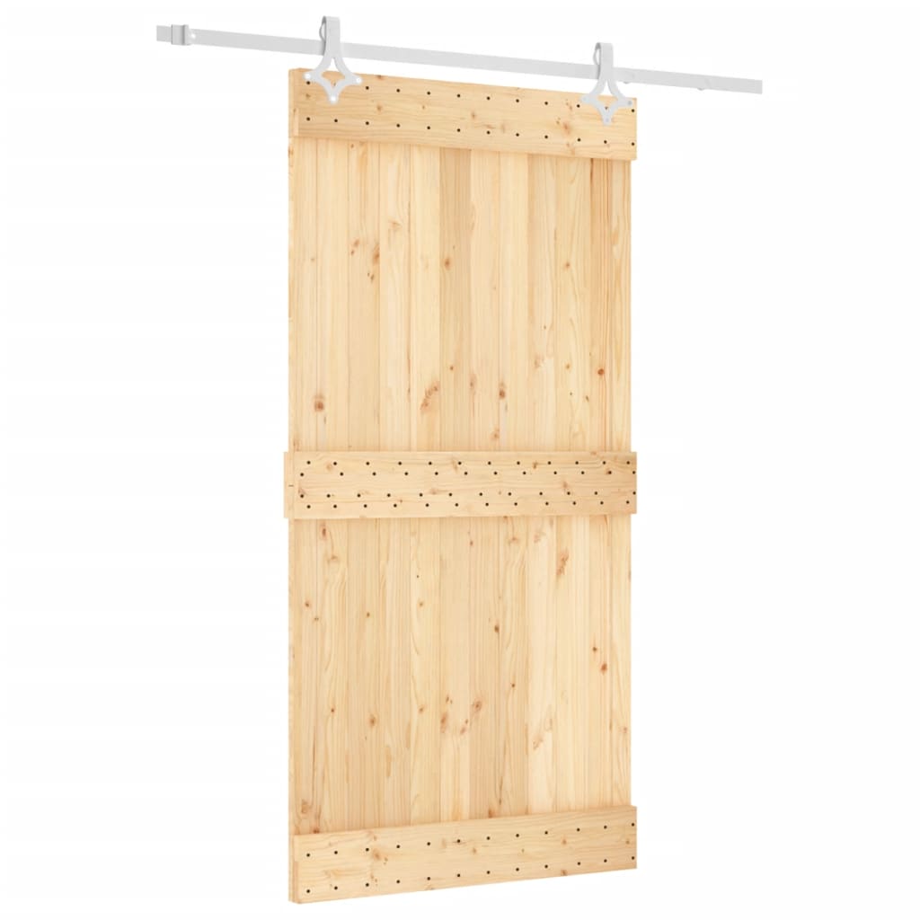 Sliding Door with Hardware Set 100x210 cm Solid Wood Pine