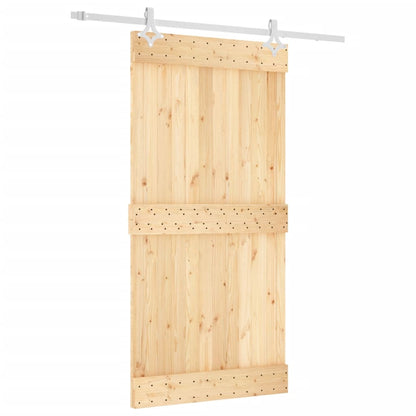 Sliding Door with Hardware Set 100x210 cm Solid Wood Pine