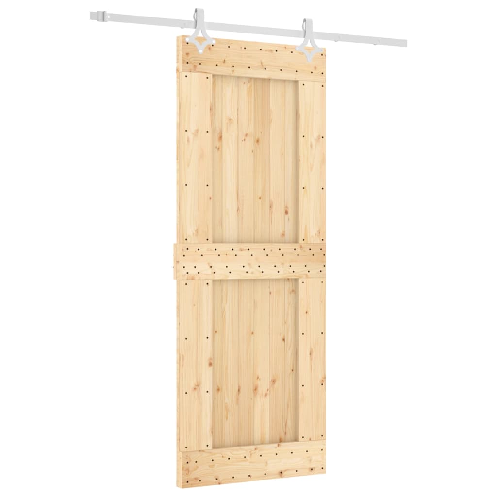 Sliding Door with Hardware Set 80x210 cm Solid Wood Pine