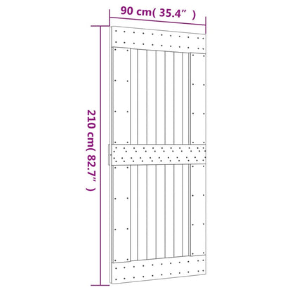 Sliding Door with Hardware Set 90x210 cm Solid Wood Pine