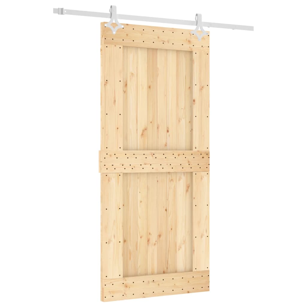 Sliding Door with Hardware Set 95x210 cm Solid Wood Pine