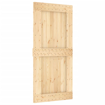 Sliding Door with Hardware Set 95x210 cm Solid Wood Pine