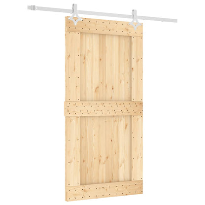 Sliding Door with Hardware Set 100x210 cm Solid Wood Pine