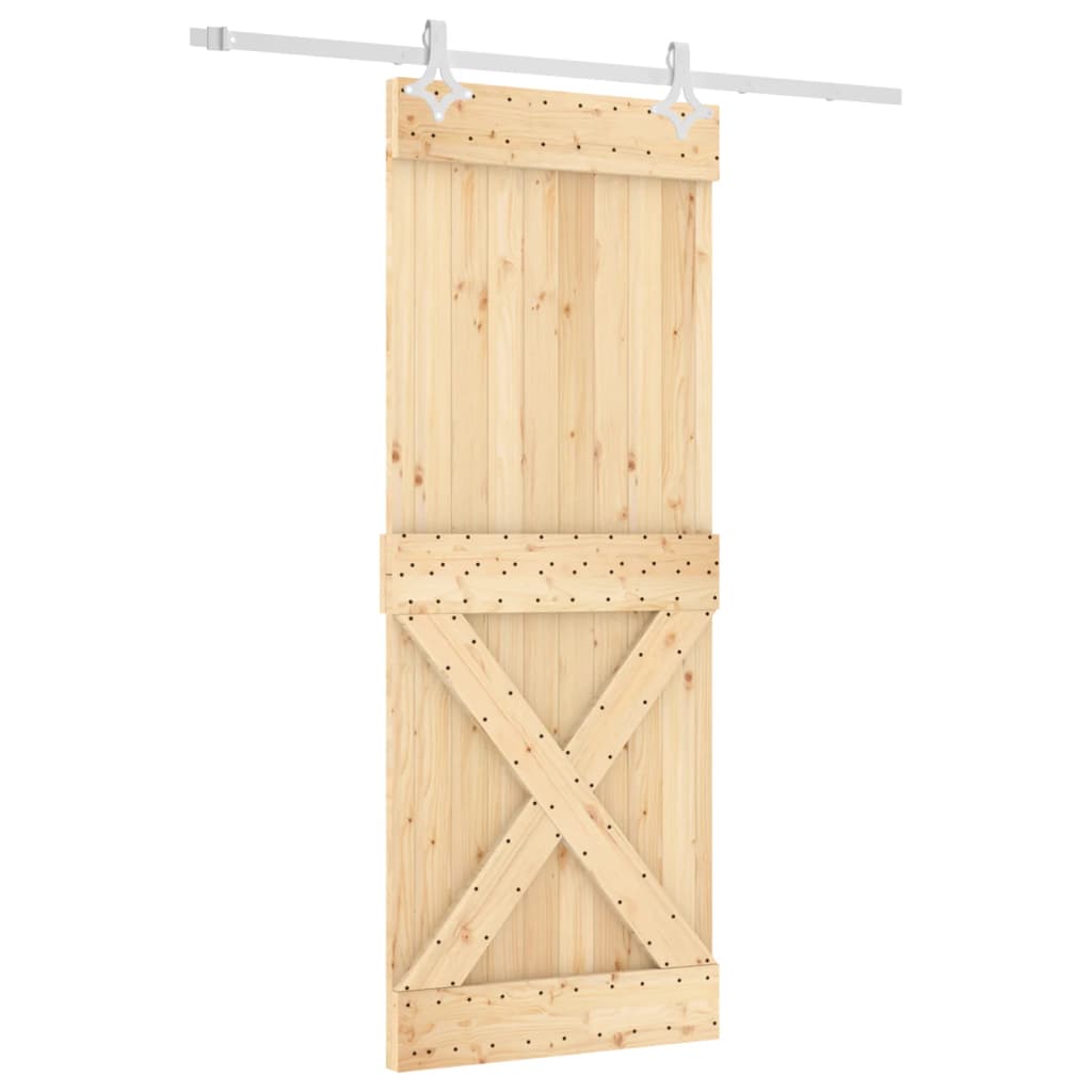 Sliding Door with Hardware Set 80x210 cm Solid Wood Pine