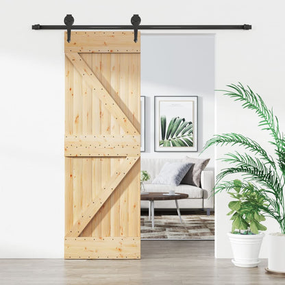 Sliding Door with Hardware Set 70x210 cm Solid Wood Pine