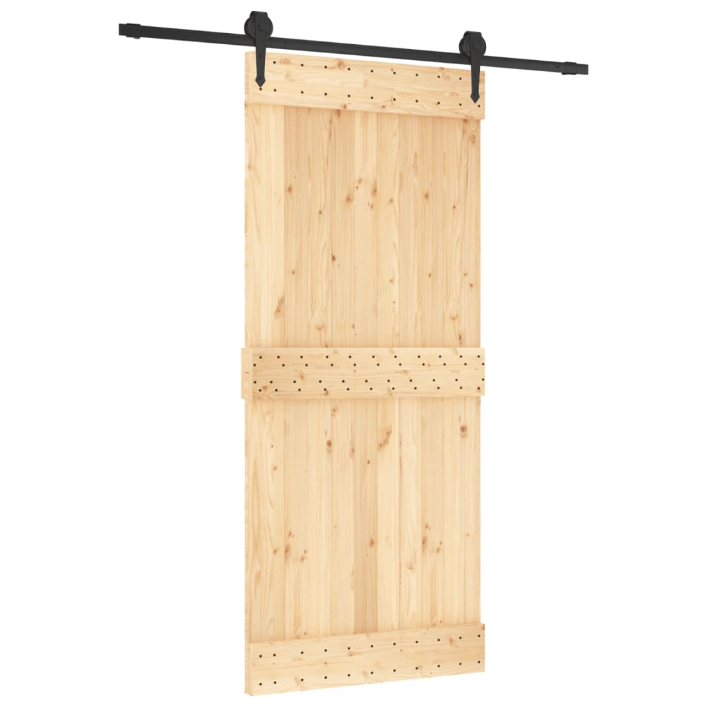 Sliding Door with Hardware Set 90x210 cm Solid Wood Pine