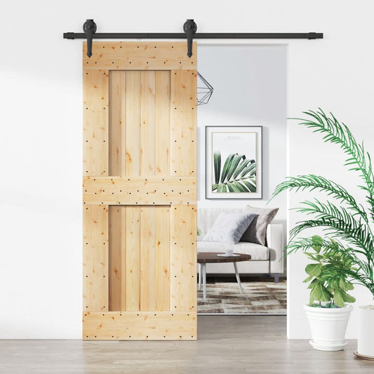 Sliding Door with Hardware Set 80x210 cm Solid Wood Pine