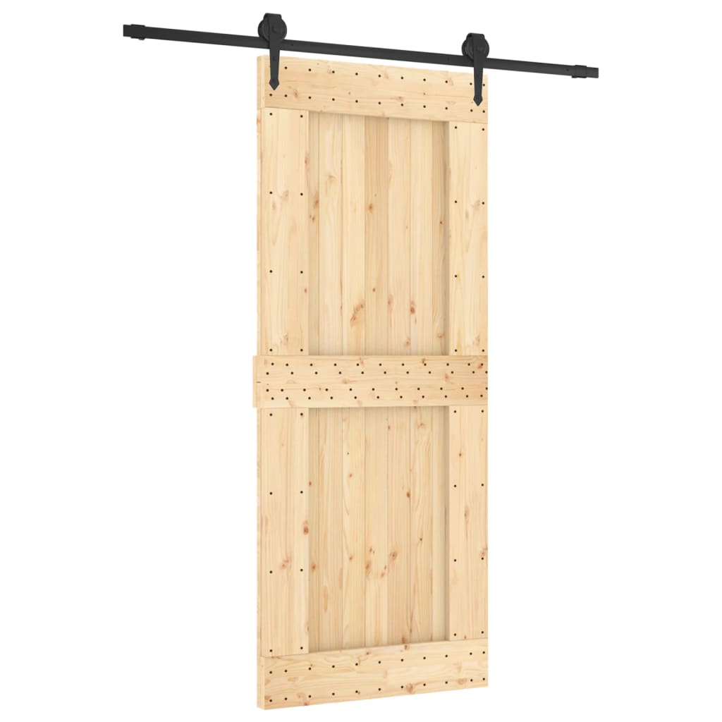 Sliding Door with Hardware Set 85x210 cm Solid Wood Pine