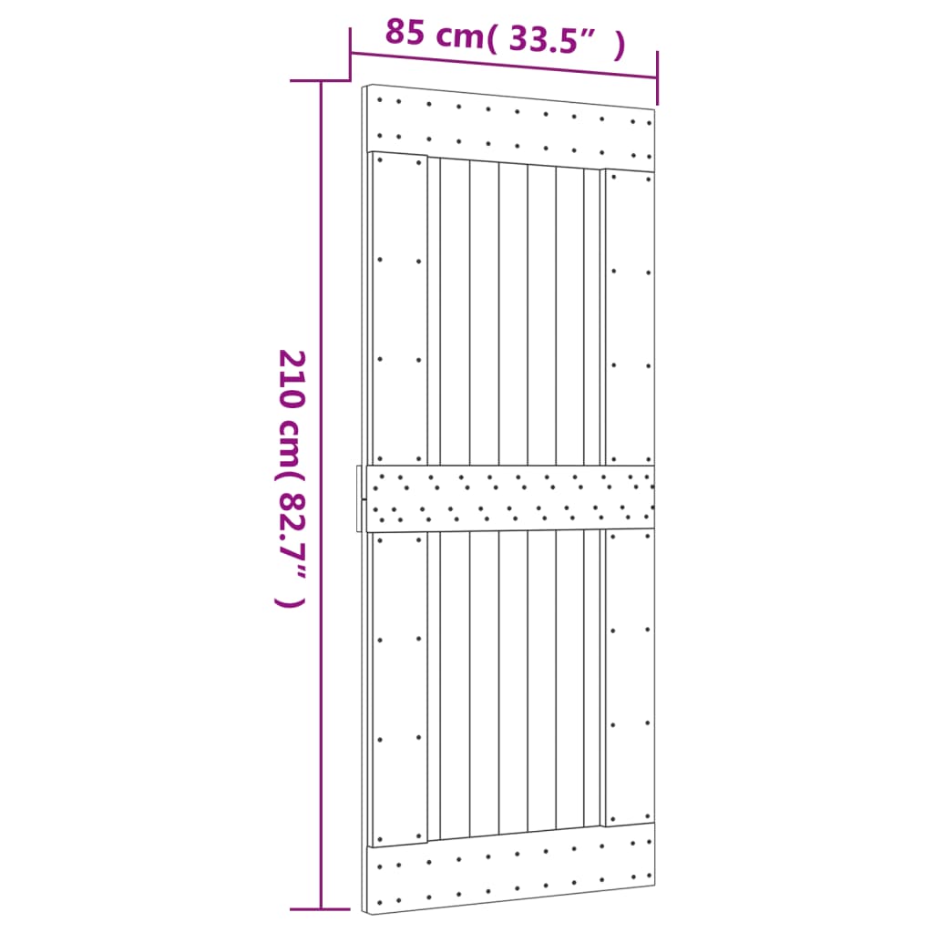 Sliding Door with Hardware Set 85x210 cm Solid Wood Pine