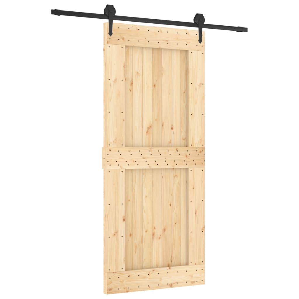 Sliding Door with Hardware Set 90x210 cm Solid Wood Pine