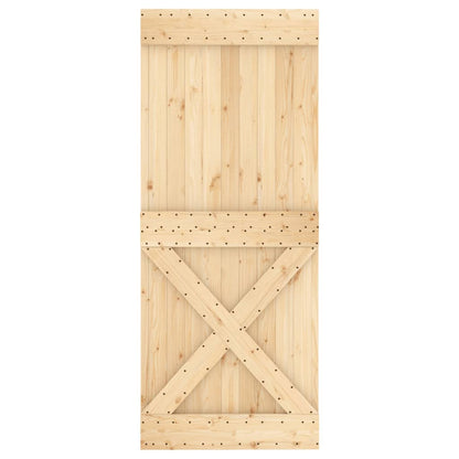 Sliding Door with Hardware Set 80x210 cm Solid Wood Pine