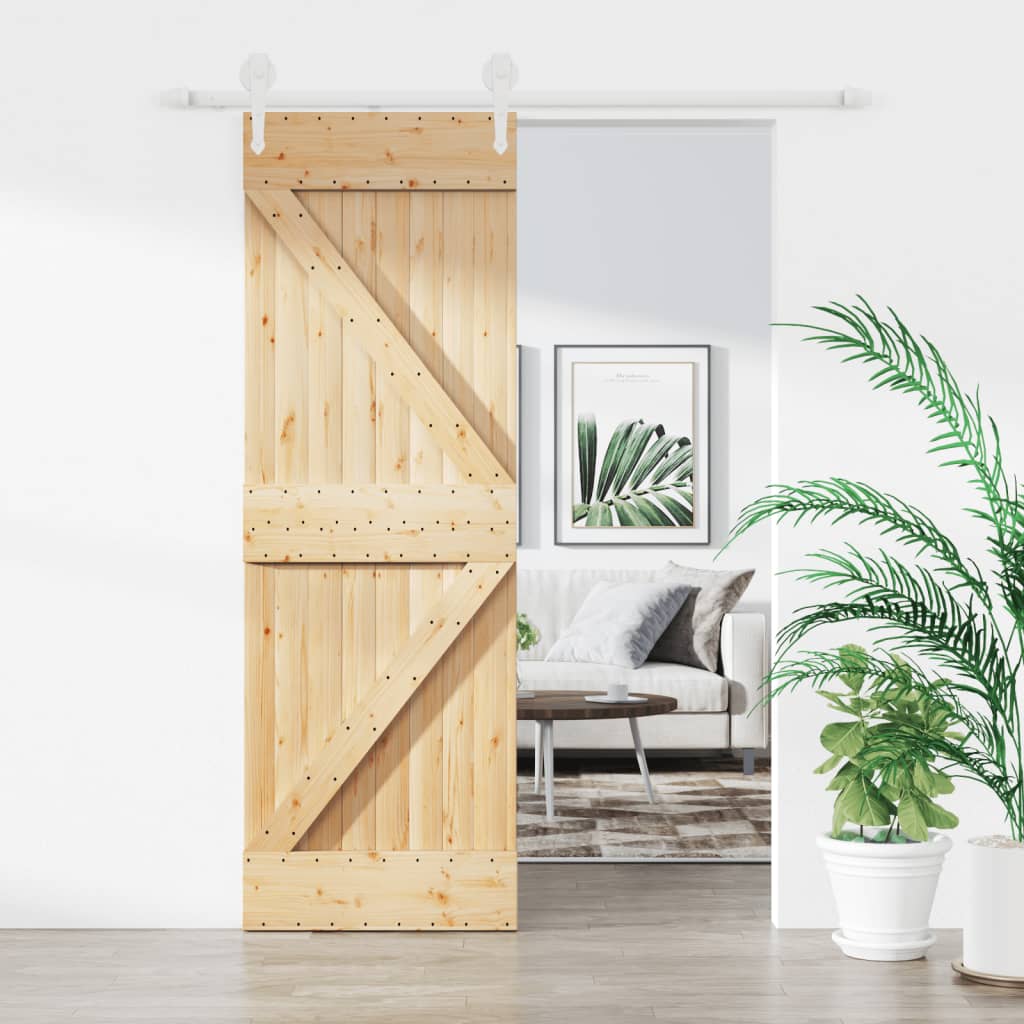 Sliding Door with Hardware Set 70x210 cm Solid Wood Pine