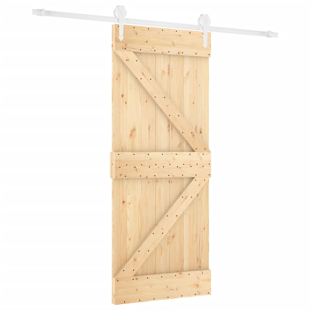 Sliding Door with Hardware Set 80x210 cm Solid Wood Pine