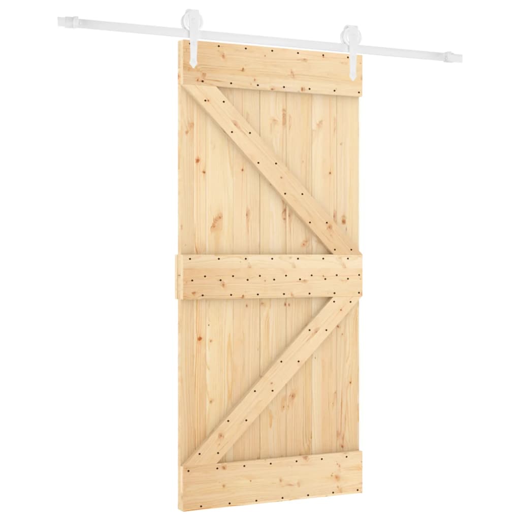 Sliding Door with Hardware Set 90x210 cm Solid Wood Pine