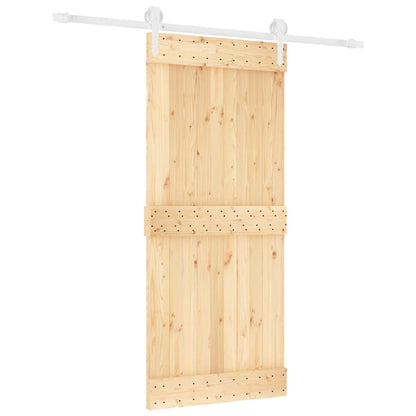 Sliding Door with Hardware Set 90x210 cm Solid Wood Pine