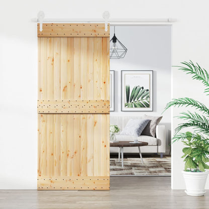 Sliding Door with Hardware Set 90x210 cm Solid Wood Pine