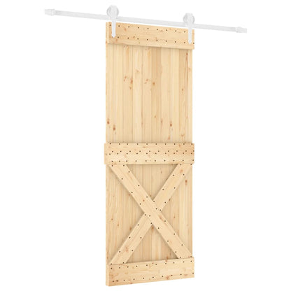 Sliding Door with Hardware Set 80x210 cm Solid Wood Pine