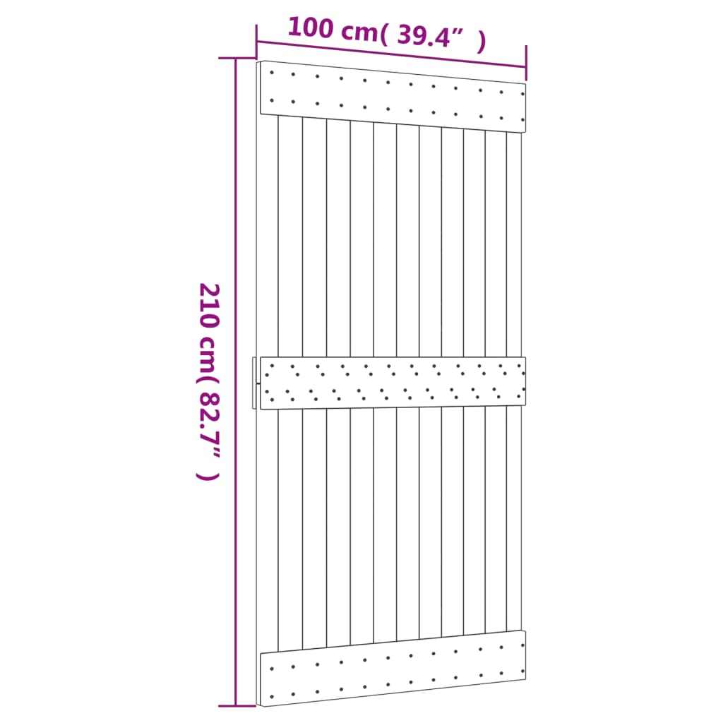 Sliding Door with Hardware Set 100x210 cm Solid Wood Pine