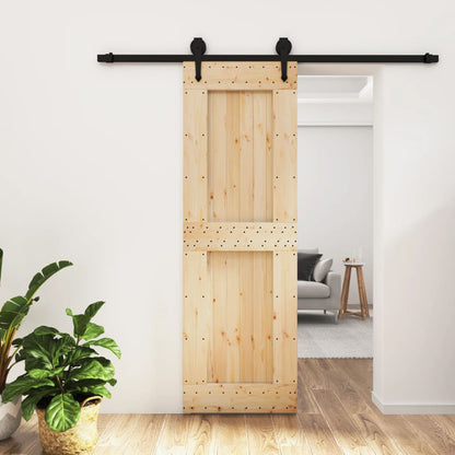 Sliding Door with Hardware Set 70x210 cm Solid Wood Pine