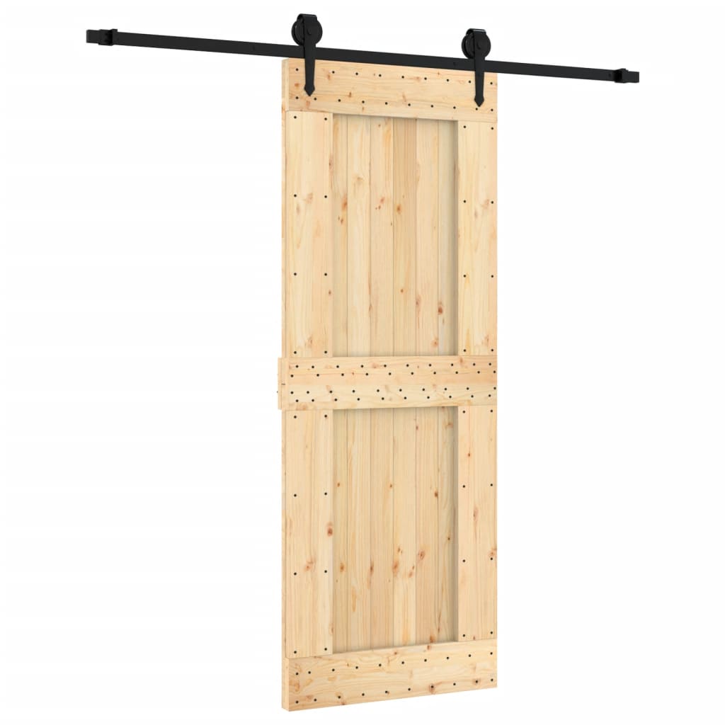 Sliding Door with Hardware Set 80x210 cm Solid Wood Pine