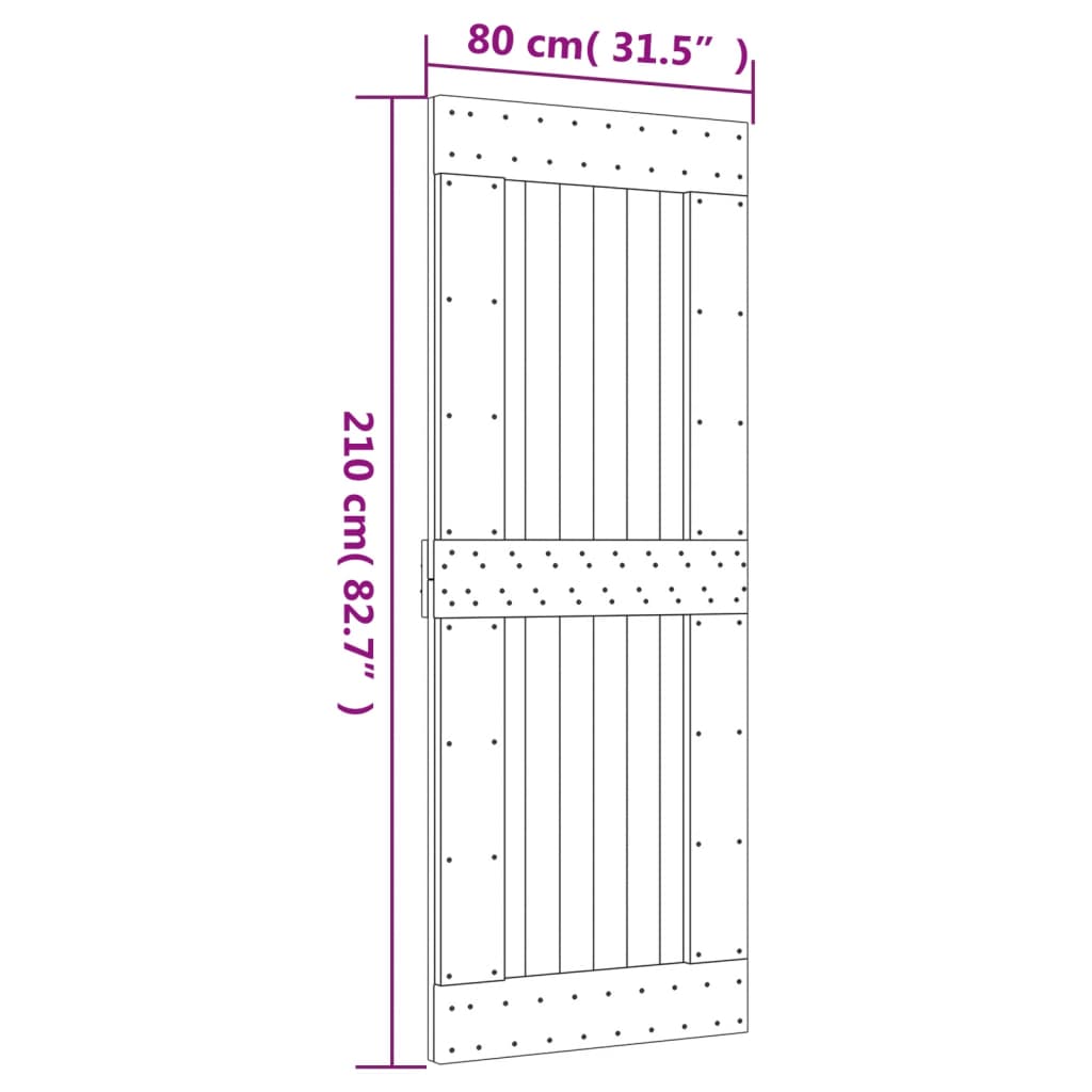 Sliding Door with Hardware Set 80x210 cm Solid Wood Pine