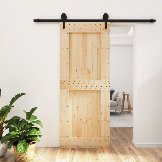 Sliding Door with Hardware Set 85x210 cm Solid Wood Pine