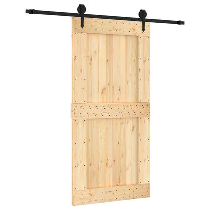 Sliding Door with Hardware Set 100x210 cm Solid Wood Pine