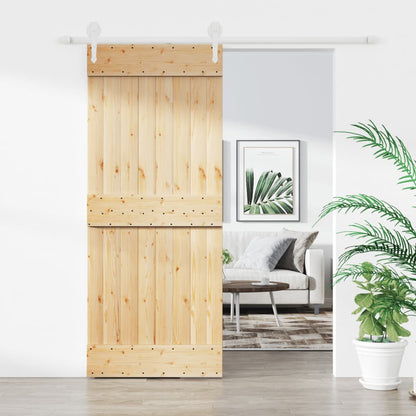 Sliding Door with Hardware Set 85x210 cm Solid Wood Pine