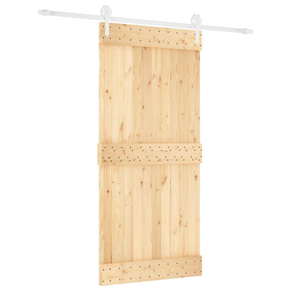 Sliding Door with Hardware Set 95x210 cm Solid Wood Pine