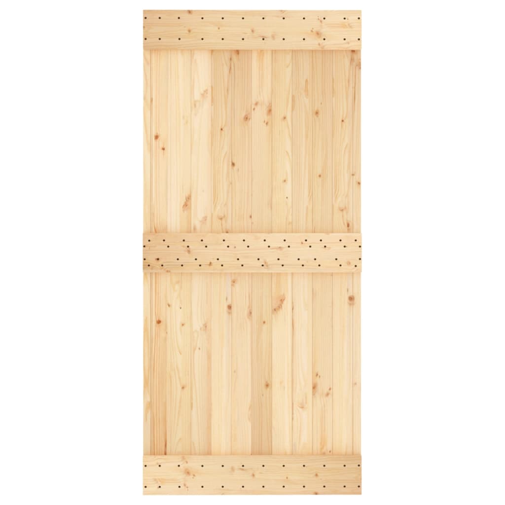 Sliding Door with Hardware Set 95x210 cm Solid Wood Pine