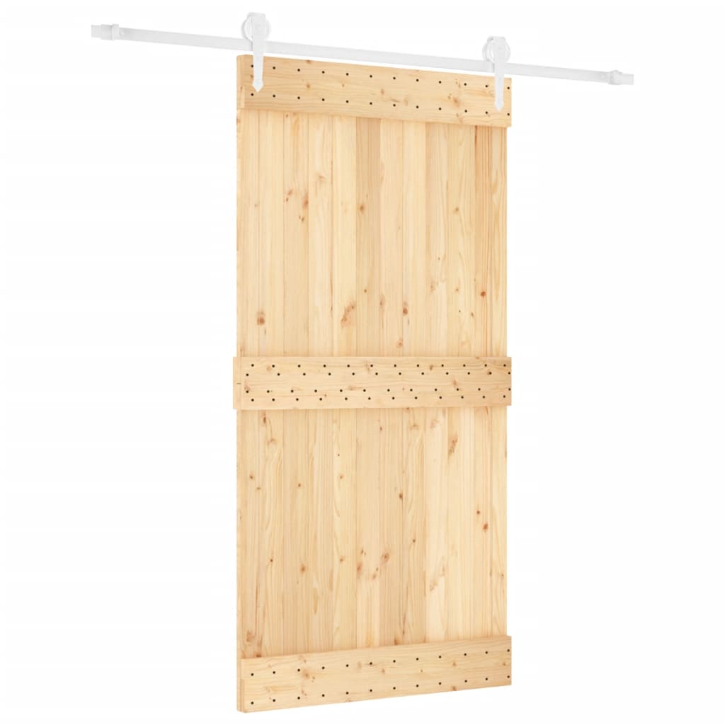 Sliding Door with Hardware Set 100x210 cm Solid Wood Pine