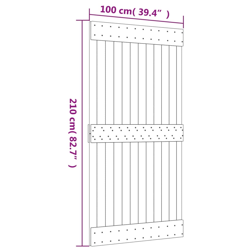 Sliding Door with Hardware Set 100x210 cm Solid Wood Pine