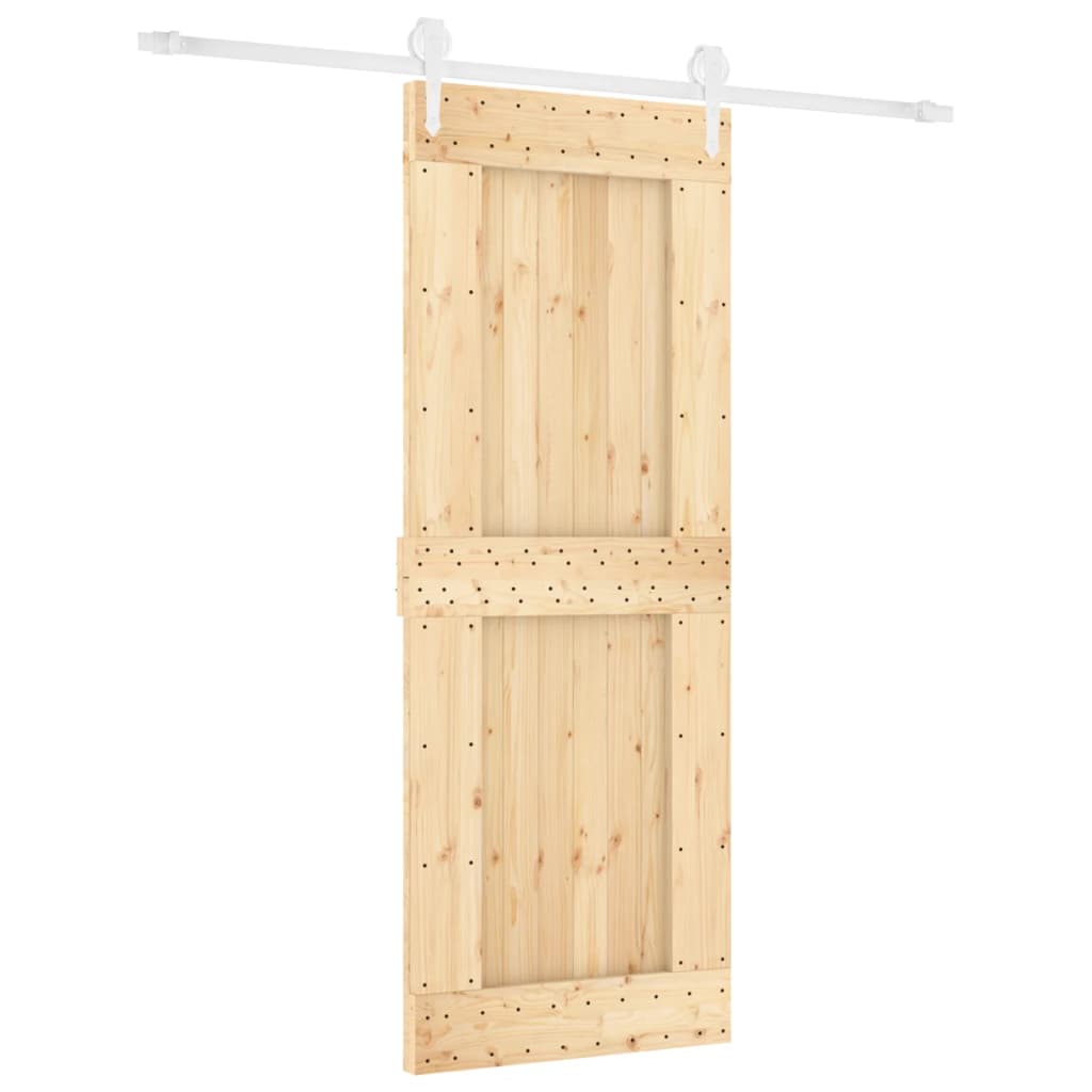 Sliding Door with Hardware Set 80x210 cm Solid Wood Pine