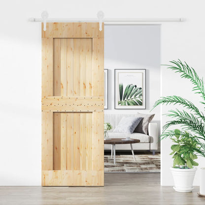 Sliding Door with Hardware Set 80x210 cm Solid Wood Pine