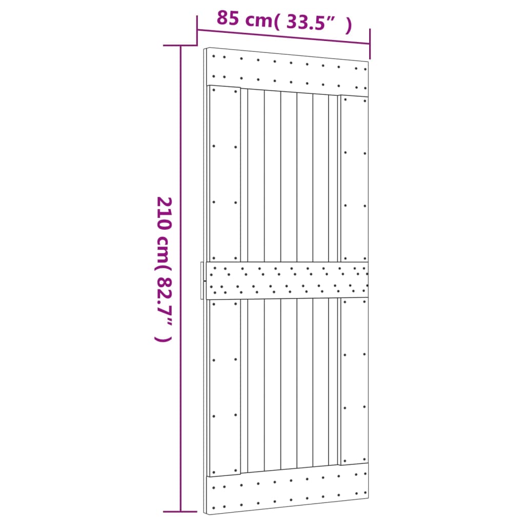 Sliding Door with Hardware Set 85x210 cm Solid Wood Pine