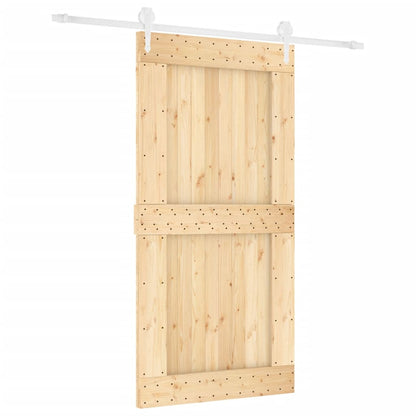 Sliding Door with Hardware Set 100x210 cm Solid Wood Pine