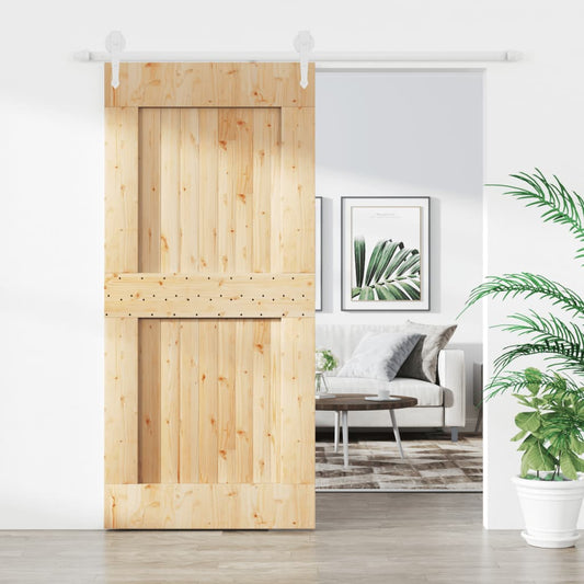 Sliding Door with Hardware Set 100x210 cm Solid Wood Pine