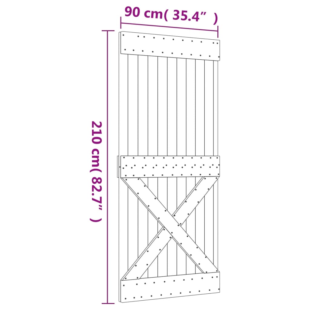 Sliding Door with Hardware Set 90x210 cm Solid Wood Pine