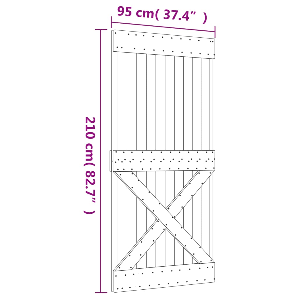 Sliding Door with Hardware Set 95x210 cm Solid Wood Pine