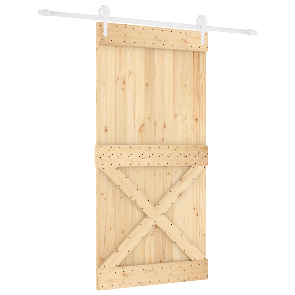 Sliding Door with Hardware Set 100x210 cm Solid Wood Pine