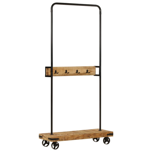 Clothes Rack with Wheels 90x35x190 cm Solid Wood Mango and Iron