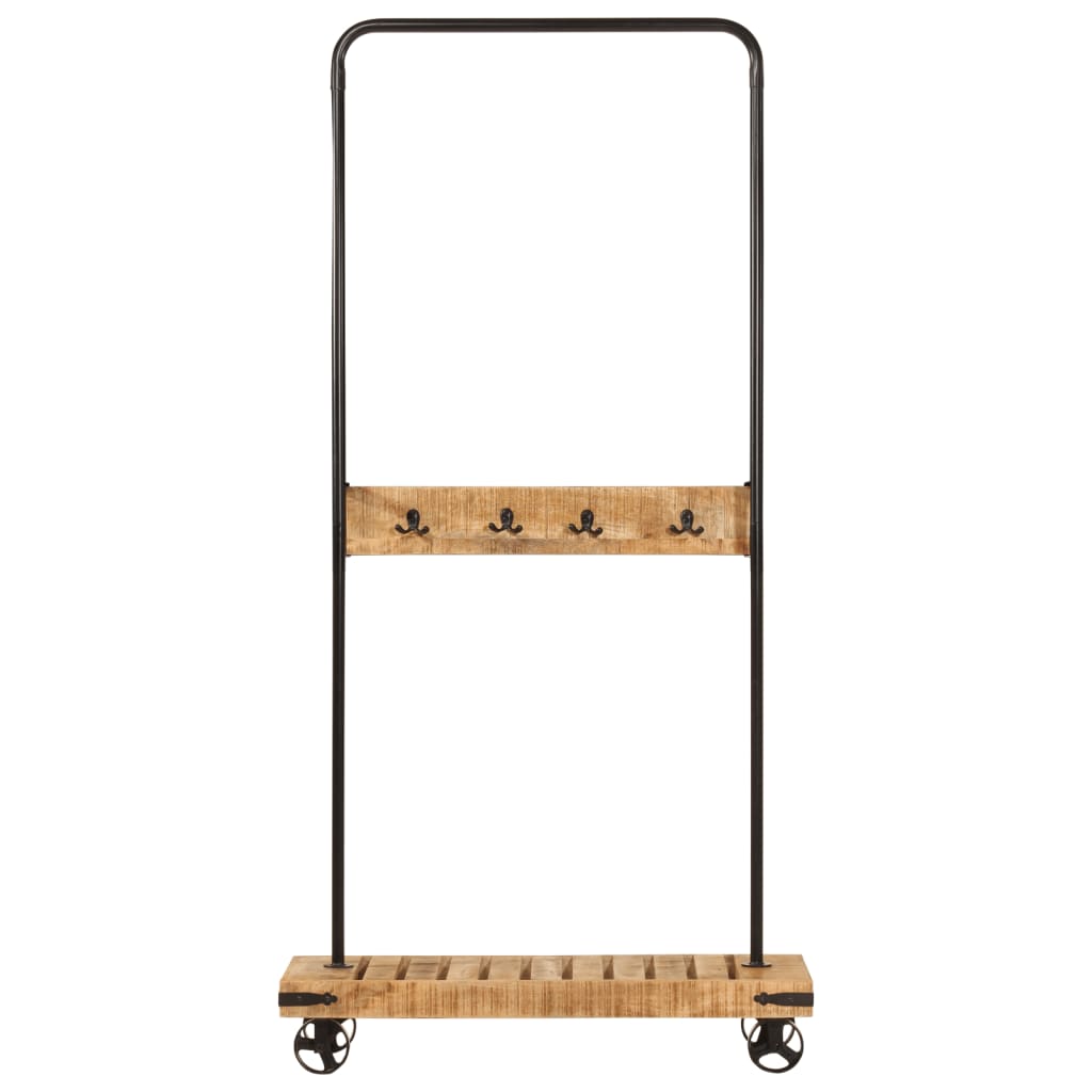 Clothes Rack with Wheels 90x35x190 cm Solid Wood Mango and Iron