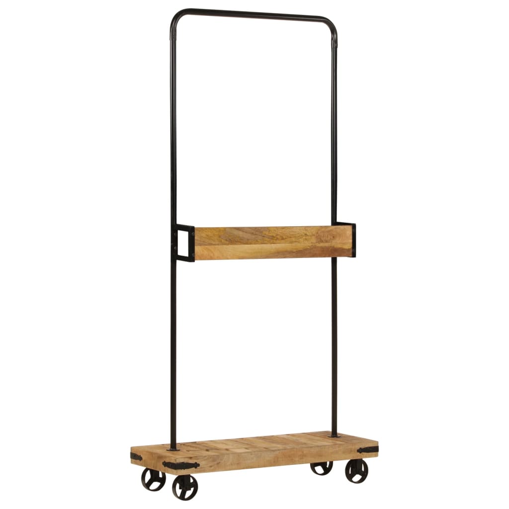 Clothes Rack with Wheels 90x35x190 cm Solid Wood Mango and Iron