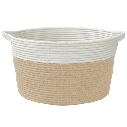 Storage Basket Beige and White Ø40x25 cm Cotton