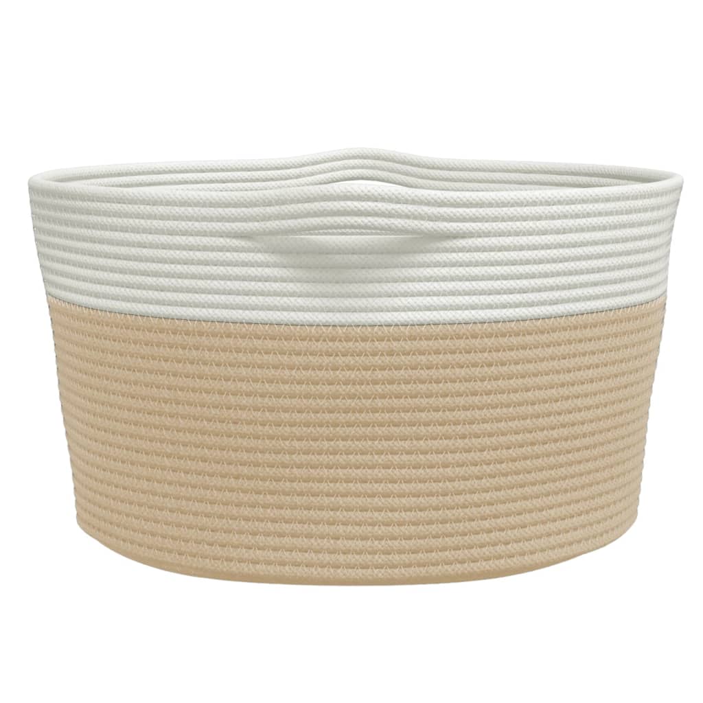 Storage Basket Beige and White Ø40x25 cm Cotton