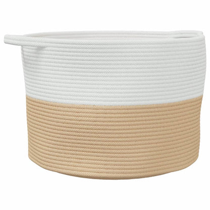 Laundry Basket Beige and White Ø55x36 cm Cotton