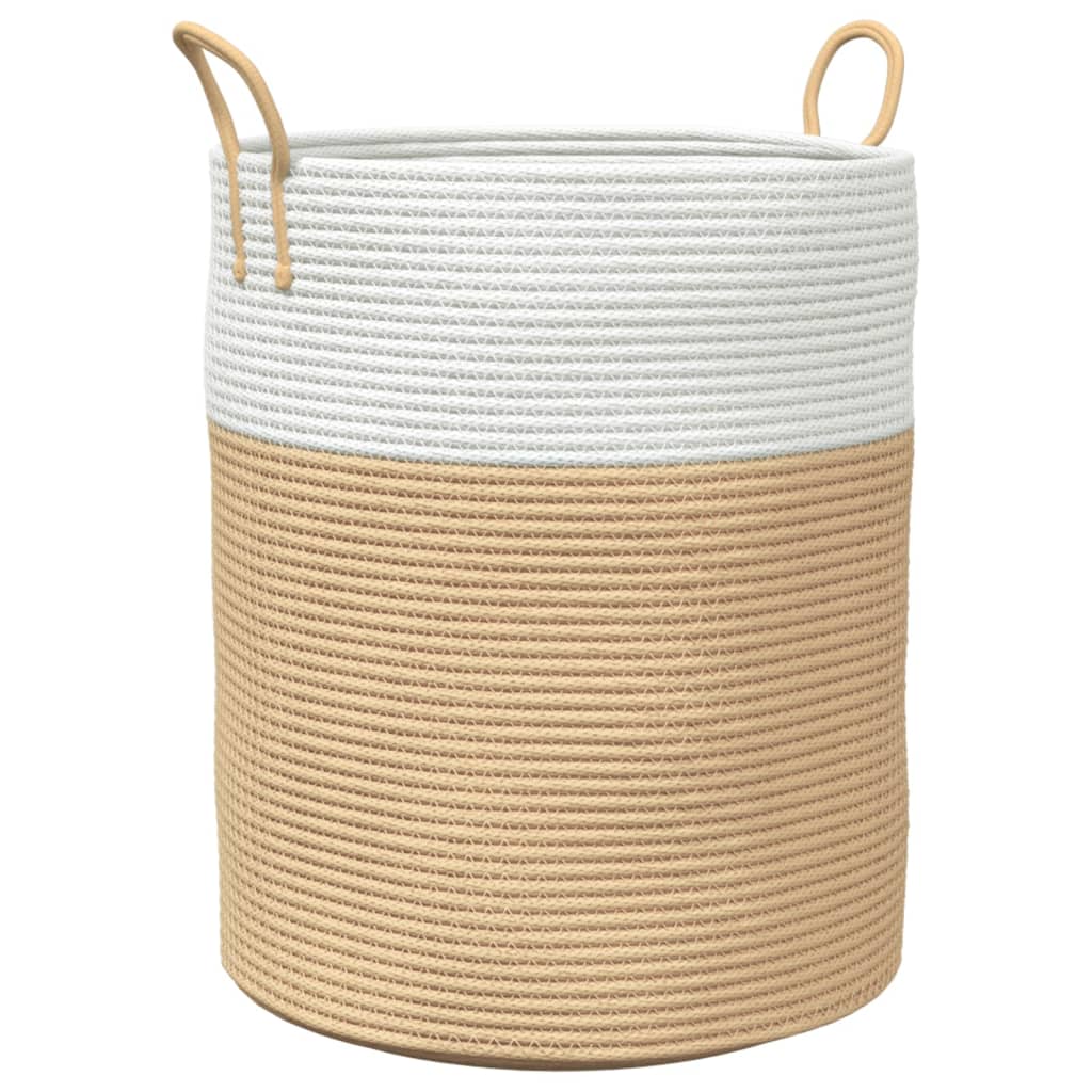 Storage Basket Beige and White Ø38x46 cm Cotton